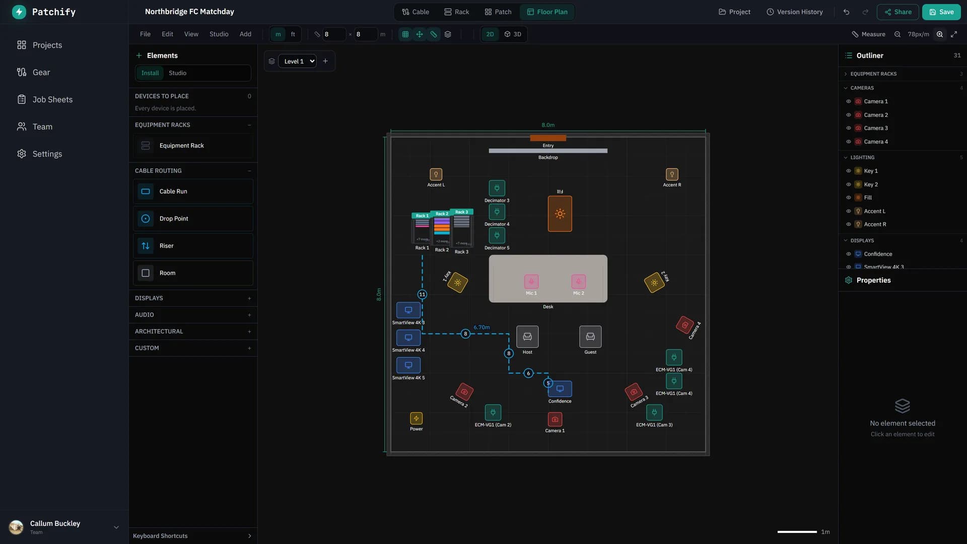 Studio Layout interface