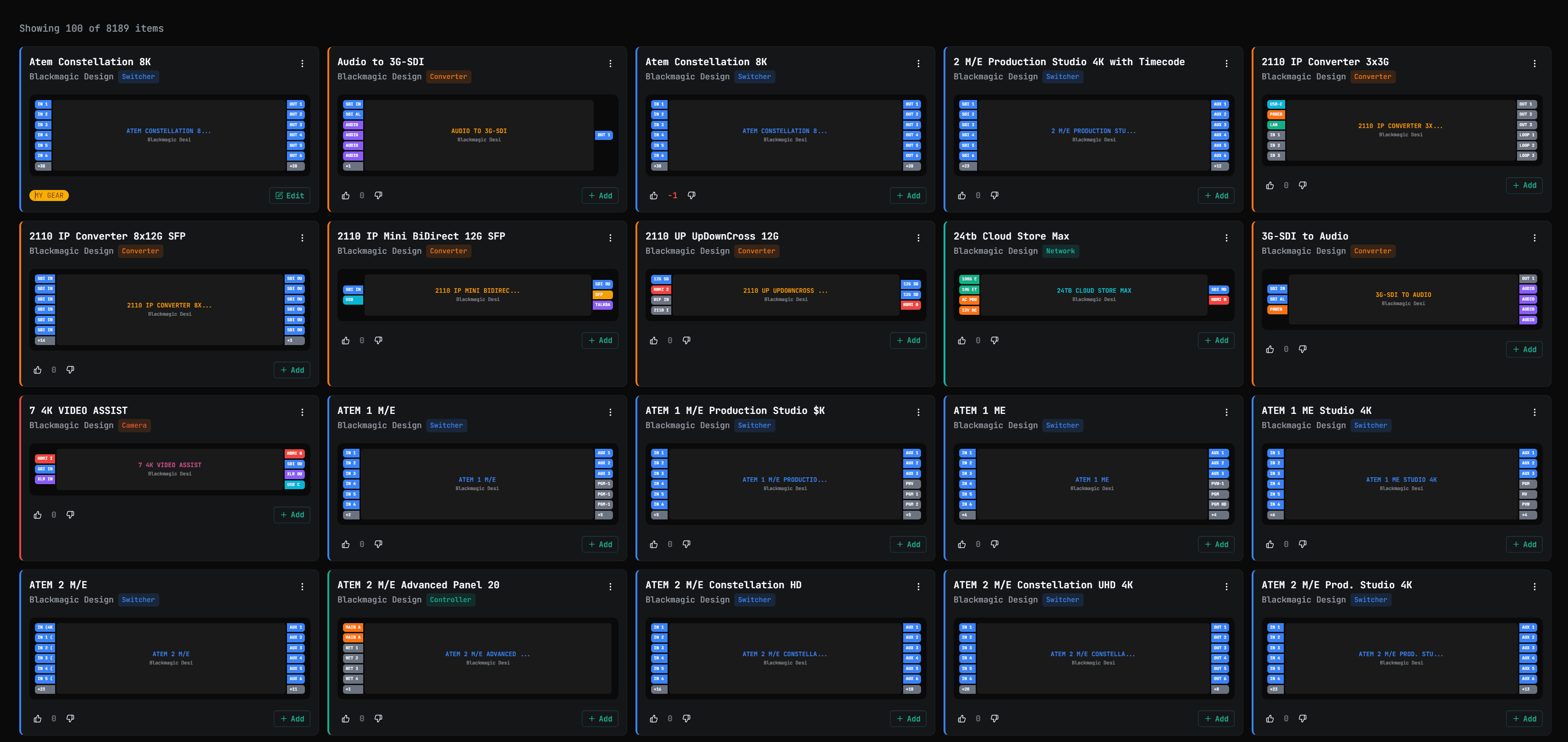 Gear Library interface